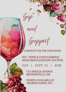 Poster for Sip and Support event